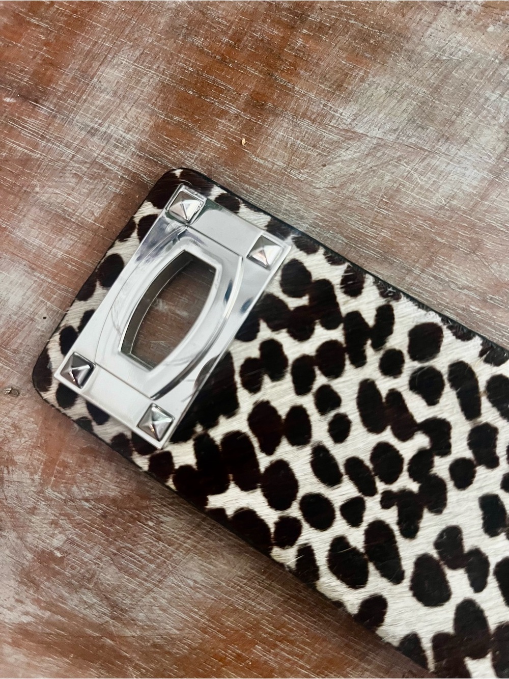 Ann Taylor Leopard Print Cuff Bracelet with Silver-Tone Hardware - Picture 4 of 7